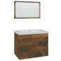 vidaXL Set de muebles de baño madera contrachapada color roble ahumado vidaXL Set de muebles de baño madera contrachapada color roble ahumado