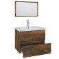 vidaXL Set de muebles de baño madera contrachapada color roble ahumado vidaXL Set de muebles de baño madera contrachapada color roble ahumado