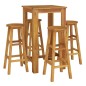 vidaXL Mesa y taburetes altos de jardín 5 pzas madera maciza acacia vidaXL Mesa y taburetes altos de jardín 5 pzas madera maciza acacia