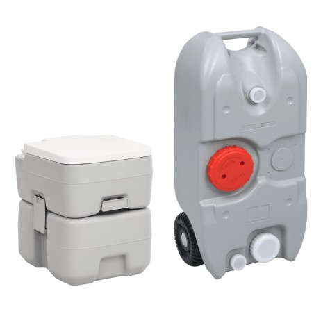 vidaXL Juego de inodoro portátil y tanque de agua para camping