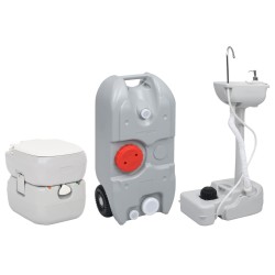 vidaXL Juego inodoro con lavabo y depósito agua portátil para camping