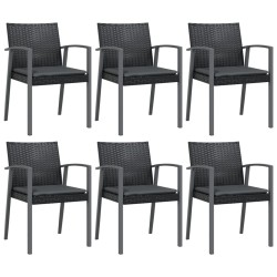 vidaXL Sillas jardín cojines 6 uds ratán sintético negro 56,5x57x83 cm
