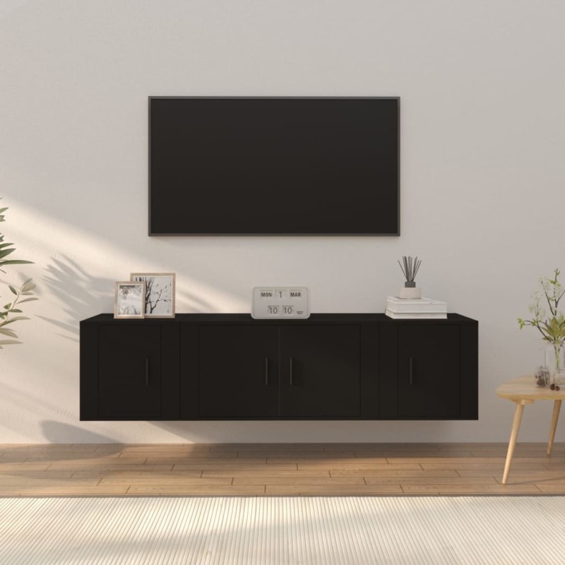 vidaXL Set de muebles para TV 3 piezas madera contrachapada negro vidaXL Set de muebles para TV 3 piezas madera contrachapada negro
