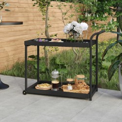 vidaXL Carrito de bar ratán sintético negro 100x45x83 cm