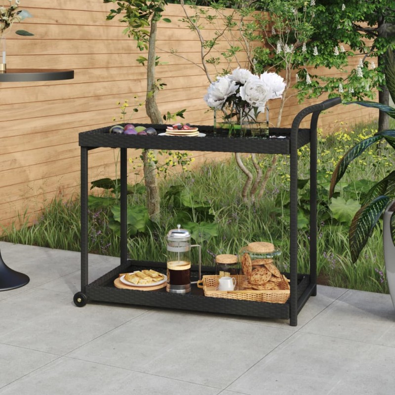 vidaXL Carrito de bar ratán sintético negro 100x45x83 cm vidaXL Carrito de bar ratán sintético negro 100x45x83 cm