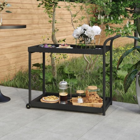 vidaXL Carrito de bar ratán sintético negro 100x45x83 cm
