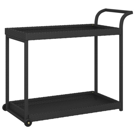 vidaXL Carrito de bar ratán sintético negro 100x45x83 cm