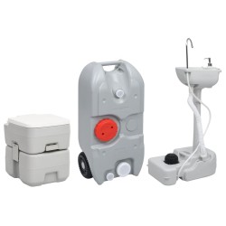vidaXL Juego inodoro con lavabo y depósito agua portátil para camping