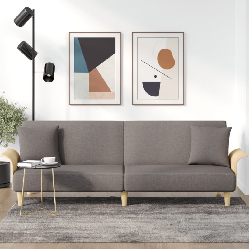 vidaXL Sofá cama con reposabrazos tela gris taupe vidaXL Sofá cama con reposabrazos tela gris taupe