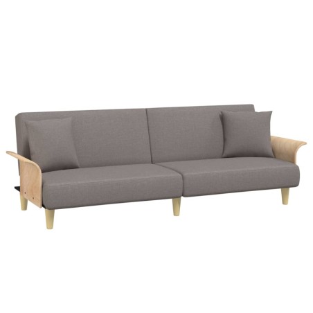 vidaXL Sofá cama con reposabrazos tela gris taupe