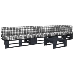 vidaXL Muebles de palets 4 pzas y cojines madera pino impregnada negro