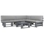 vidaXL Muebles de palets 4 pzas y cojines madera pino impregnada gris vidaXL Muebles de palets 4 pzas y cojines madera pino impregnada gris