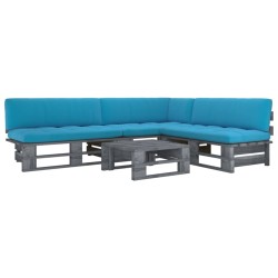vidaXL Muebles de palets 4 pzas y cojines madera pino impregnada gris