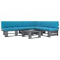 vidaXL Muebles de palets 4 pzas y cojines madera pino impregnada gris