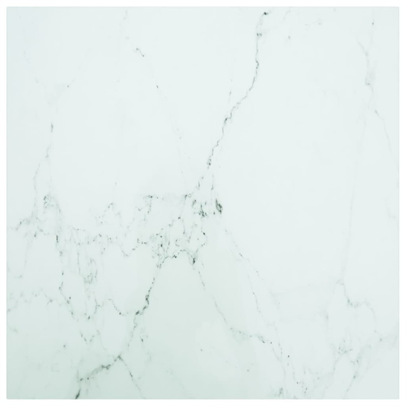vidaXL Tablero mesa diseño mármol vidrio templado blanco 70x70 cm 6 mm vidaXL Tablero mesa diseño mármol vidrio templado blanco 70x70 cm 6 mm