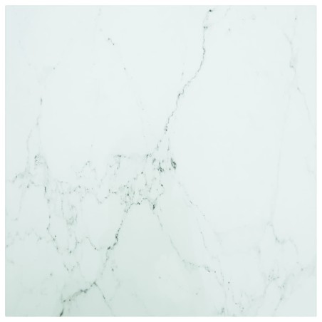 vidaXL Tablero mesa diseño mármol vidrio templado blanco 70x70 cm 6 mm