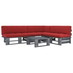vidaXL Muebles de palets 4 pzas y cojines madera pino impregnada gris