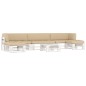 vidaXL Muebles de palés 6 pzas y cojines madera pino impregnada blanco vidaXL Muebles de palés 6 pzas y cojines madera pino impregnada blanco