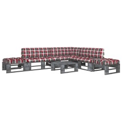 vidaXL Muebles de palets 6 pzas y cojines madera pino impregnada gris