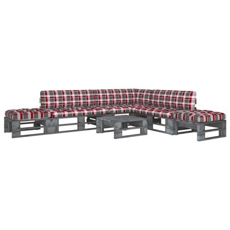 vidaXL Muebles de palets 6 pzas y cojines madera pino impregnada gris