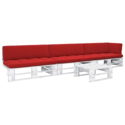 vidaXL Muebles de palés 4 pzas y cojines madera pino impregnada blanco