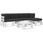 vidaXL Muebles de palés 4 pzas y cojines madera pino impregnada blanco vidaXL Muebles de palés 4 pzas y cojines madera pino impregnada blanco