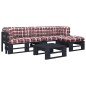 vidaXL Muebles de palets 4 pzas y cojines madera pino impregnada negro vidaXL Muebles de palets 4 pzas y cojines madera pino impregnada negro