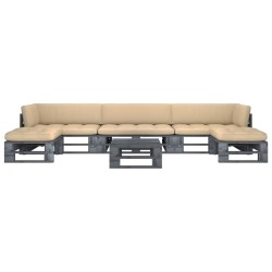 vidaXL Muebles de palets 6 pzas y cojines madera pino impregnada gris