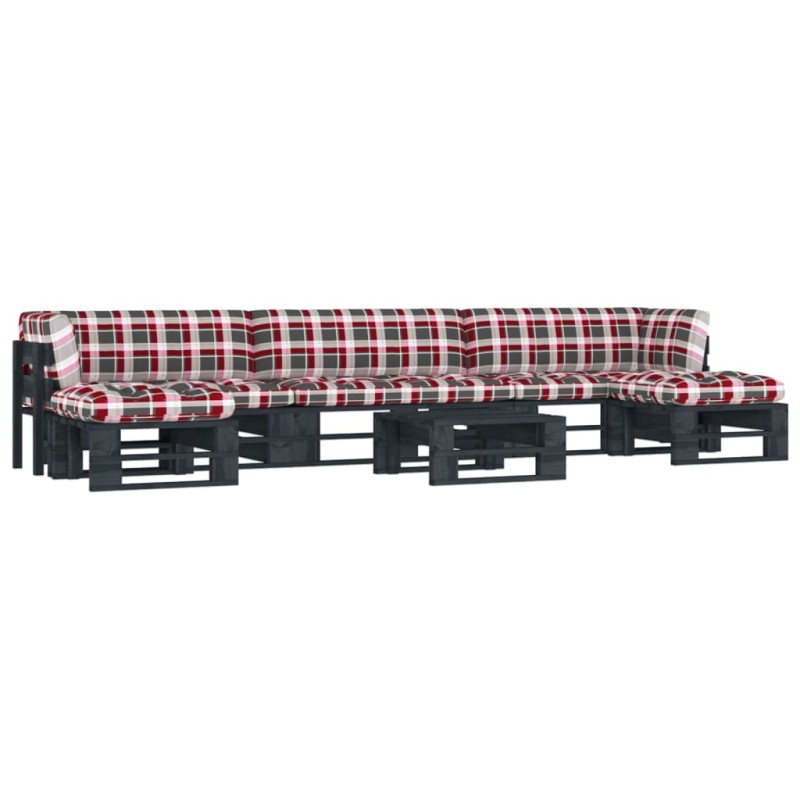 vidaXL Muebles de palés 6 pzas y cojines madera pino impregnada negro vidaXL Muebles de palés 6 pzas y cojines madera pino impregnada negro