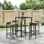 vidaXL Mesa bar y taburetes jardín 5 pzas madera acacia ratán PE negro vidaXL Mesa bar y taburetes jardín 5 pzas madera acacia ratán PE negro