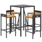 vidaXL Mesa bar y taburetes jardín 5 pzas madera acacia ratán PE negro vidaXL Mesa bar y taburetes jardín 5 pzas madera acacia ratán PE negro