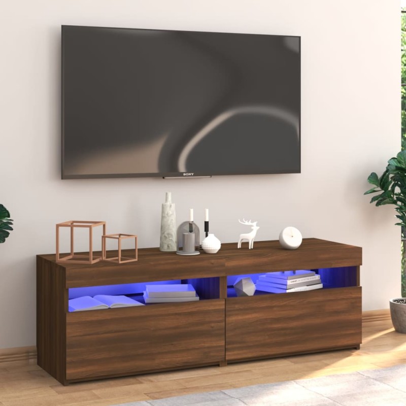 vidaXL Mueble de TV con luces LED marrón roble 120x35x40 cm vidaXL Mueble de TV con luces LED marrón roble 120x35x40 cm