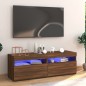 vidaXL Mueble de TV con luces LED marrón roble 120x35x40 cm vidaXL Mueble de TV con luces LED marrón roble 120x35x40 cm