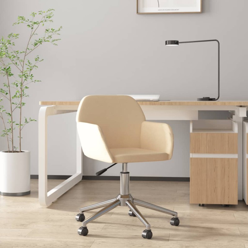 vidaXL Silla de oficina giratoria tela color crema vidaXL Silla de oficina giratoria tela color crema
