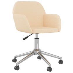 vidaXL Silla de oficina giratoria tela color crema