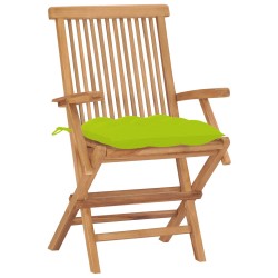 vidaXL Sillas de jardín 2 uds madera teca con cojines verde brillante