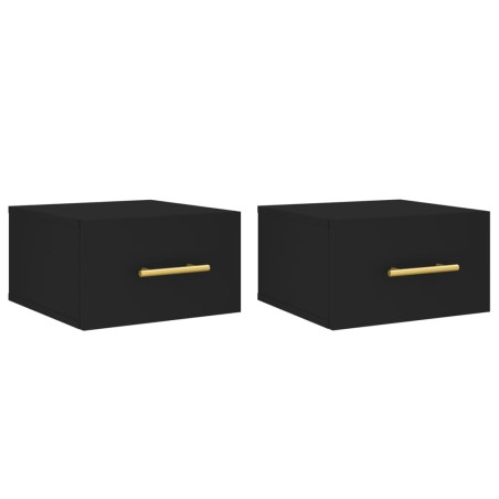 vidaXL Mesitas de noche de pared 2 uds negro 35x35x20 cm
