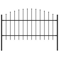 vidaXL Valla de jardín con puntas acero negro (1-1,25)x1,7 m