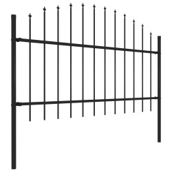 vidaXL Valla de jardín con puntas acero negro (1-1,25)x1,7 m