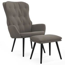 vidaXL Sillón de relax con taburete terciopelo gris claro