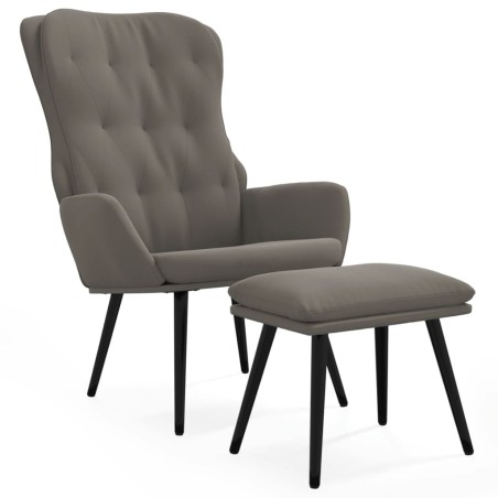vidaXL Sillón de relax con taburete terciopelo gris claro