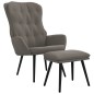 vidaXL Sillón de relax con taburete terciopelo gris claro vidaXL Sillón de relax con taburete terciopelo gris claro