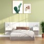 vidaXL Cabecero de cama con mesitas madera contrachapada blanco vidaXL Cabecero de cama con mesitas madera contrachapada blanco
