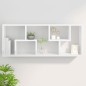 vidaXL Estantería de pared contrachapada blanco brillante 36x16x90 cm