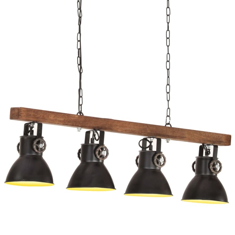 vidaXL Lámpara de techo industrial madera de mango negro E27 vidaXL Lámpara de techo industrial madera de mango negro E27