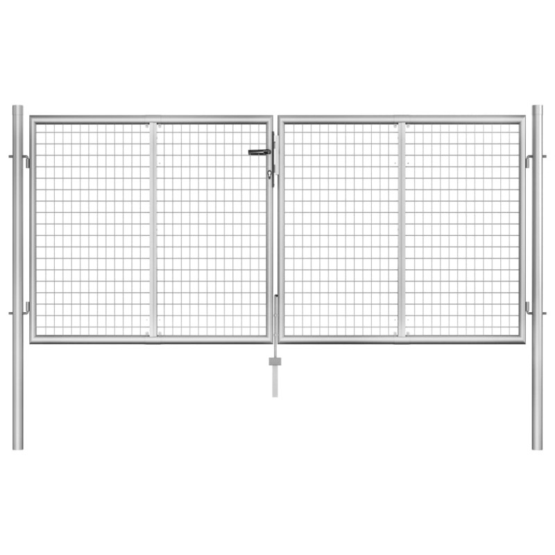 vidaXL Puerta de jardín de acero galvanizado plateado 306x150 cm