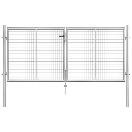 vidaXL Puerta de jardín de acero galvanizado plateado 306x150 cm