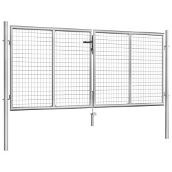 vidaXL Puerta de jardín de acero galvanizado plateado 306x150 cm