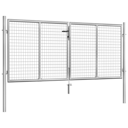 vidaXL Puerta de jardín de acero galvanizado plateado 306x150 cm