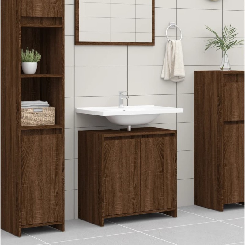 vidaXL Armario de baño madera contrachapada marrón roble 60x33x61 cm vidaXL Armario de baño madera contrachapada marrón roble 60x33x61 cm